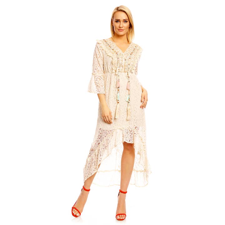 Ibiza style bohemian style beige-gold lace dress and other Purchase Wholesale la fashion. Free Returns & Net 60 Terms on Zsbt Fashion trending on Zsbt Fashion.